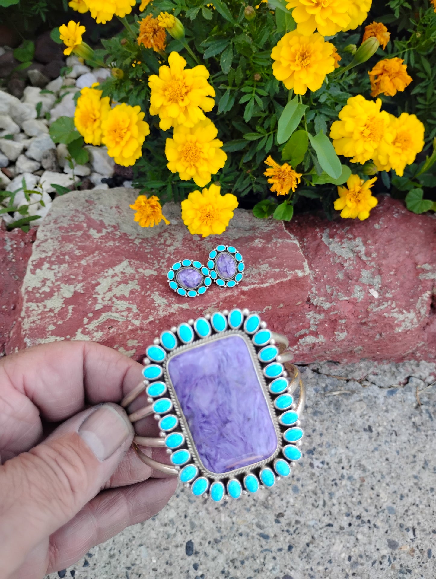 Sleeping Beauty Turquoise and Charite bracelet set