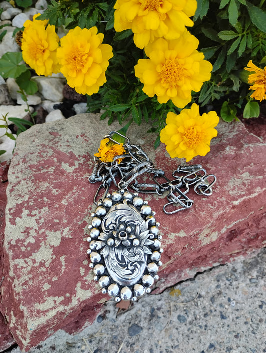Desert Wildflower Oval Pendant and Necklace