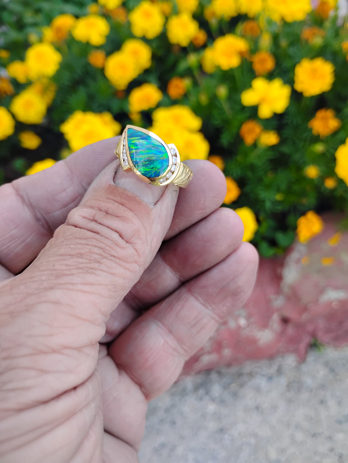 Opal and Diamond Ring