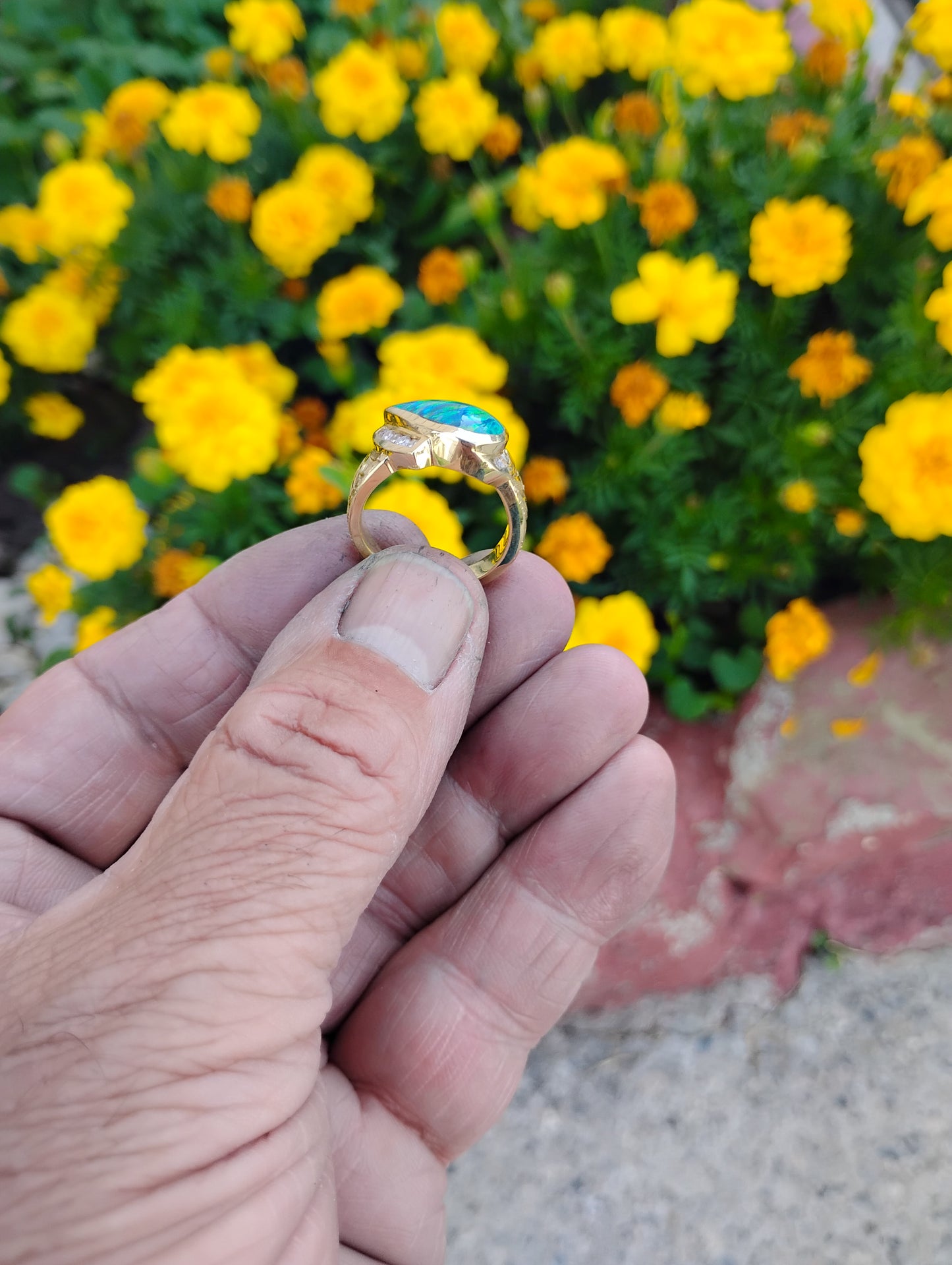 Opal and Diamond Ring