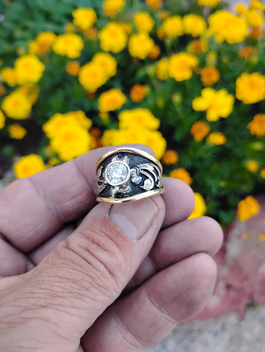 Sterling Silver and Yellow Gold Ring