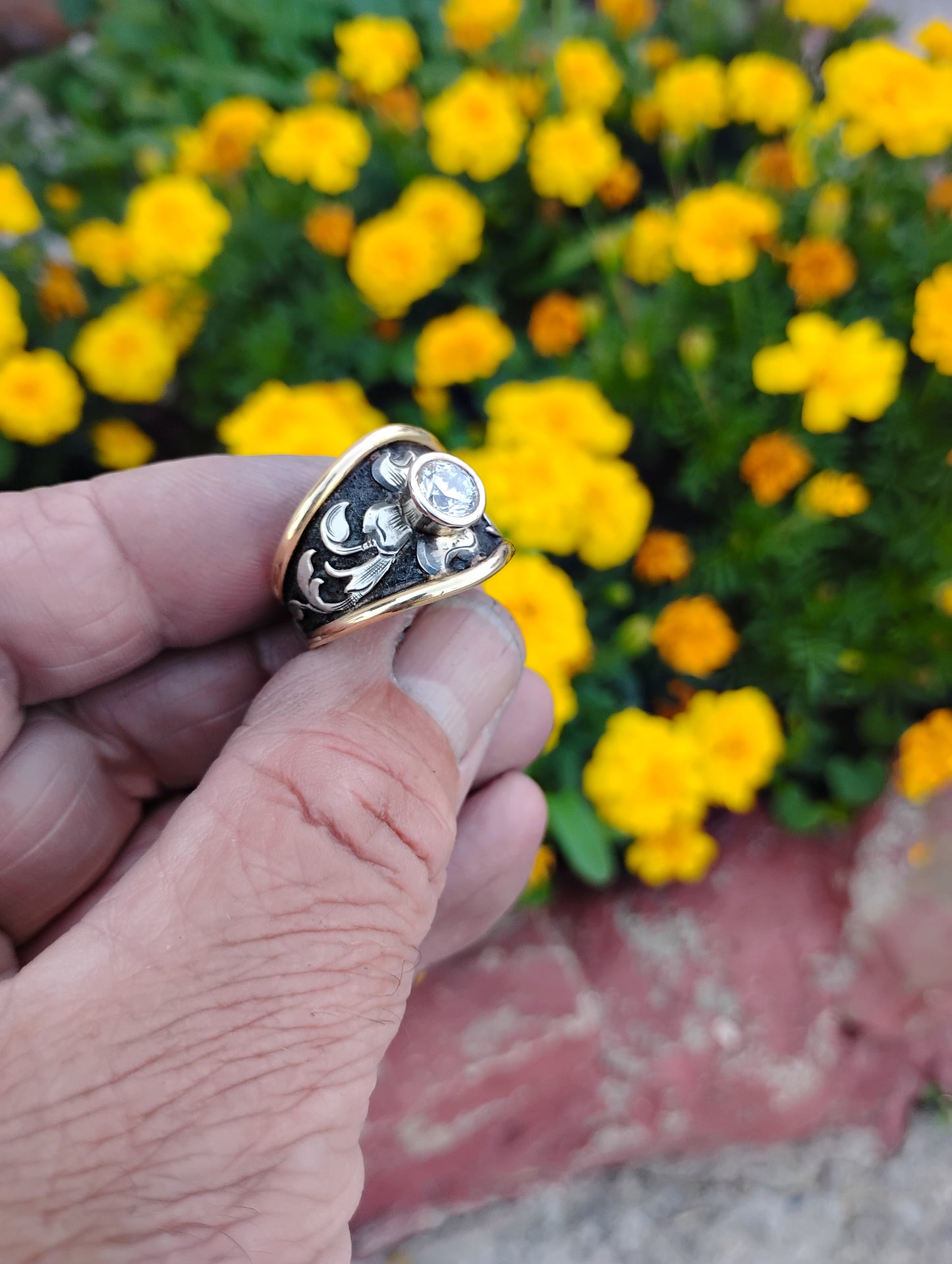 Sterling Silver and Yellow Gold Ring