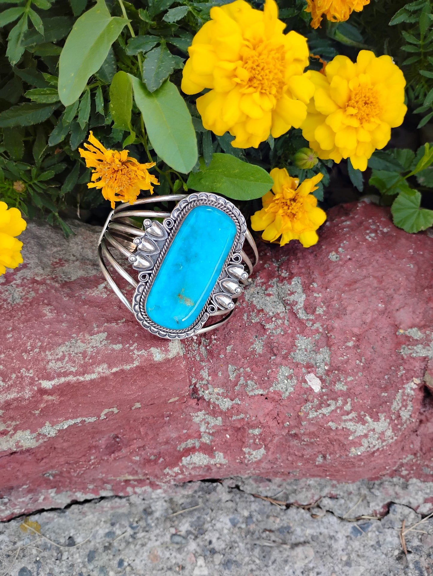 Navajo Indian Sterling and Turquoise Bracelet