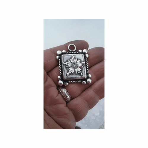 Square Flower Beaded Pendant