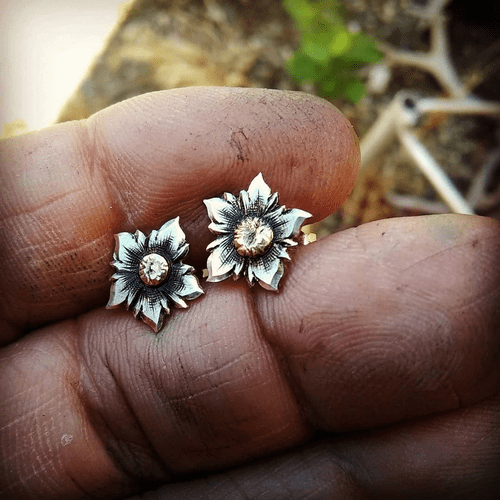Sterling Silver and Yellow Gold Earrings